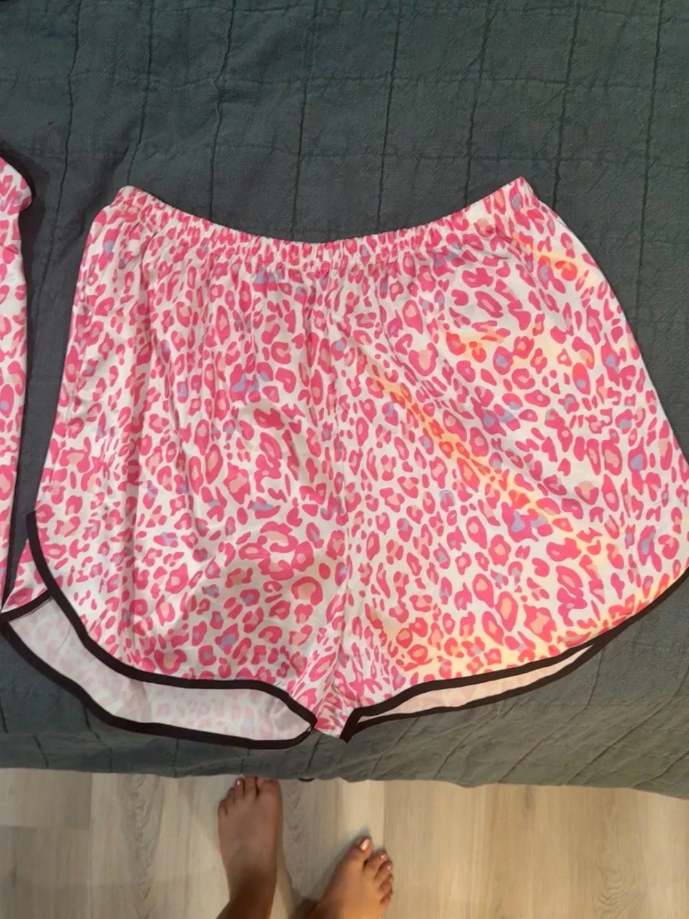 Pink Leopard Print Pajamas Two-Piece Set - Cute Tank & Shorts